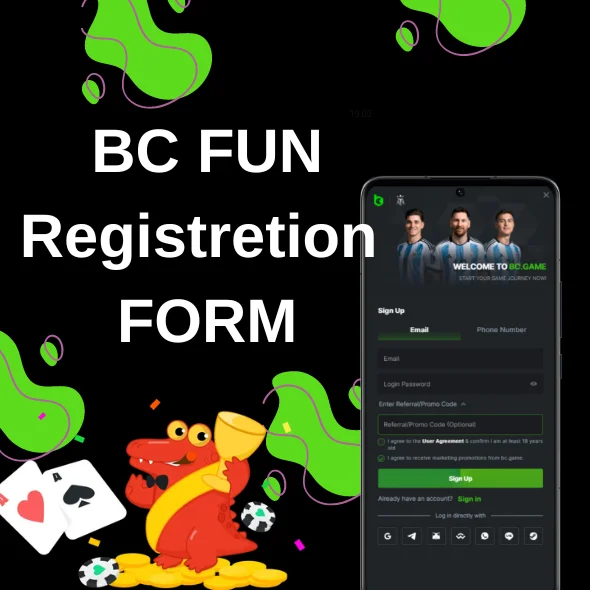 Registration at BC.Fun casino