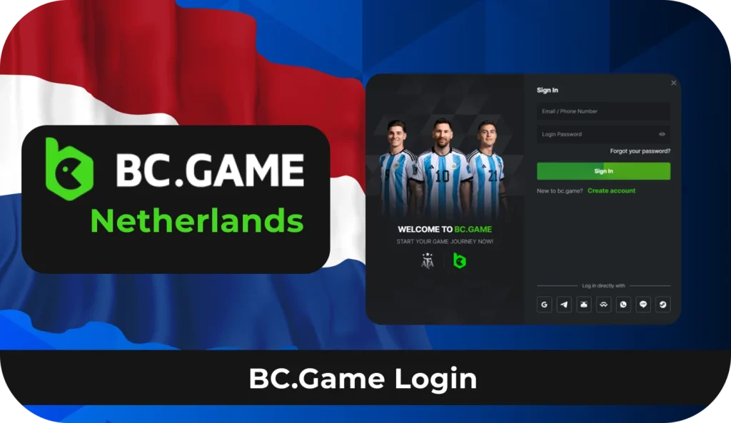 Enter your BC game account in Netherlands